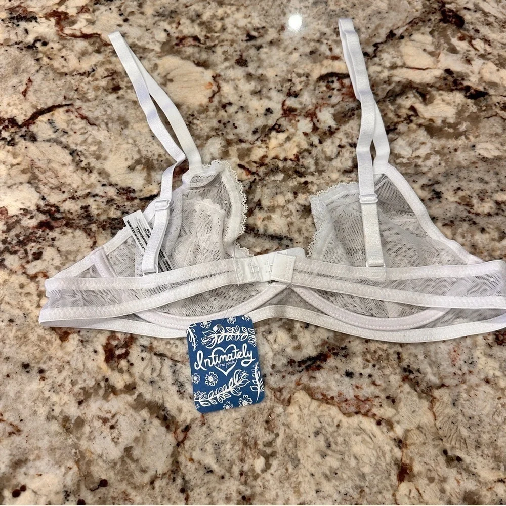 White Lace Bralette Free People triangle sexy layer underwire beach size 34 A